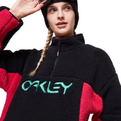 Oakley TNP Sherpa Fleece Fleecepullover Black/Rubine Damen -Skiausrüstung oakley tnp womens sherpa fleece foa500006 9br 02 gross