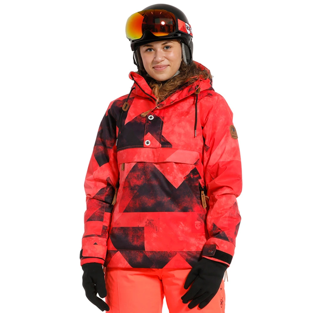 Rehall Frida-R Skijacke Graphic Mountains Red/Pink Damen 1 Rehall Frida-R Skijacke Graphic Mountains Red/Pink Damen