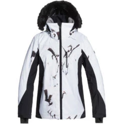 Roxy Jet Ski Snowboardjacke True Black White Birds Damen -Skiausrüstung roxy jet ski erjtj03218 kvj2 04 grossVdD2MIPQIPeGl